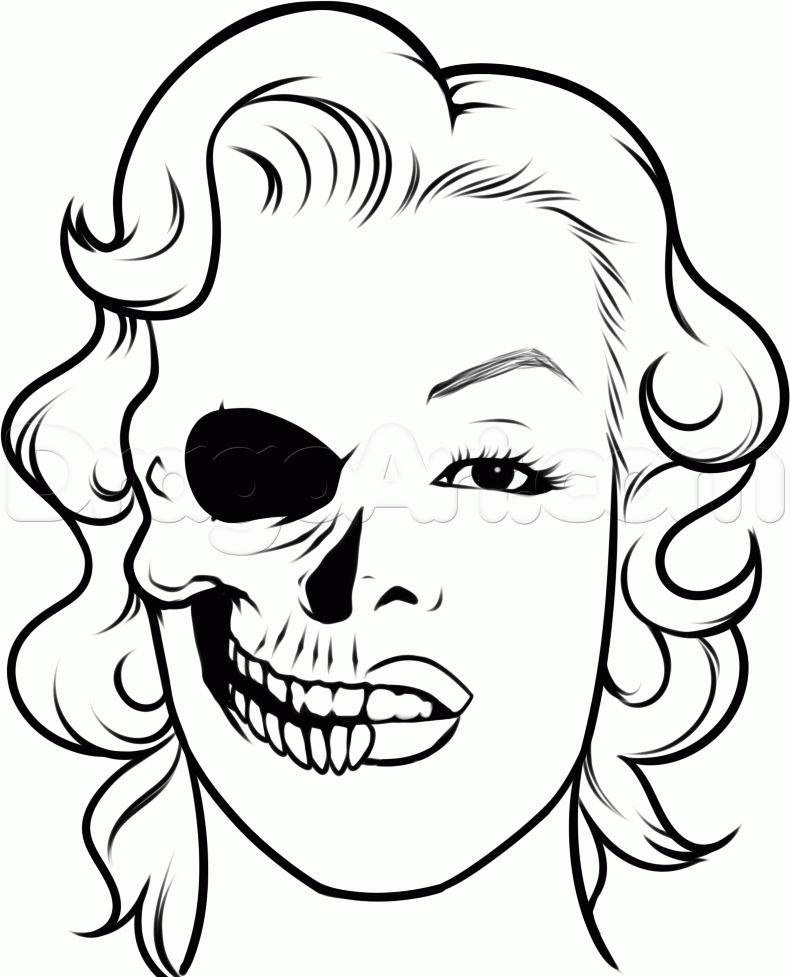790x977 Draw A Monroe Skull, Step By Step, Drawing Sheets, Added By Dawn