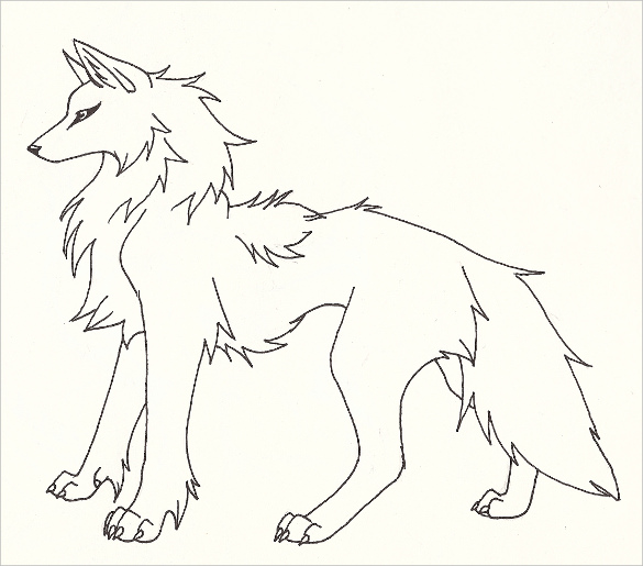 585x515 Wolf Drawing Free Printable Pdf, Jpeg Format Download
