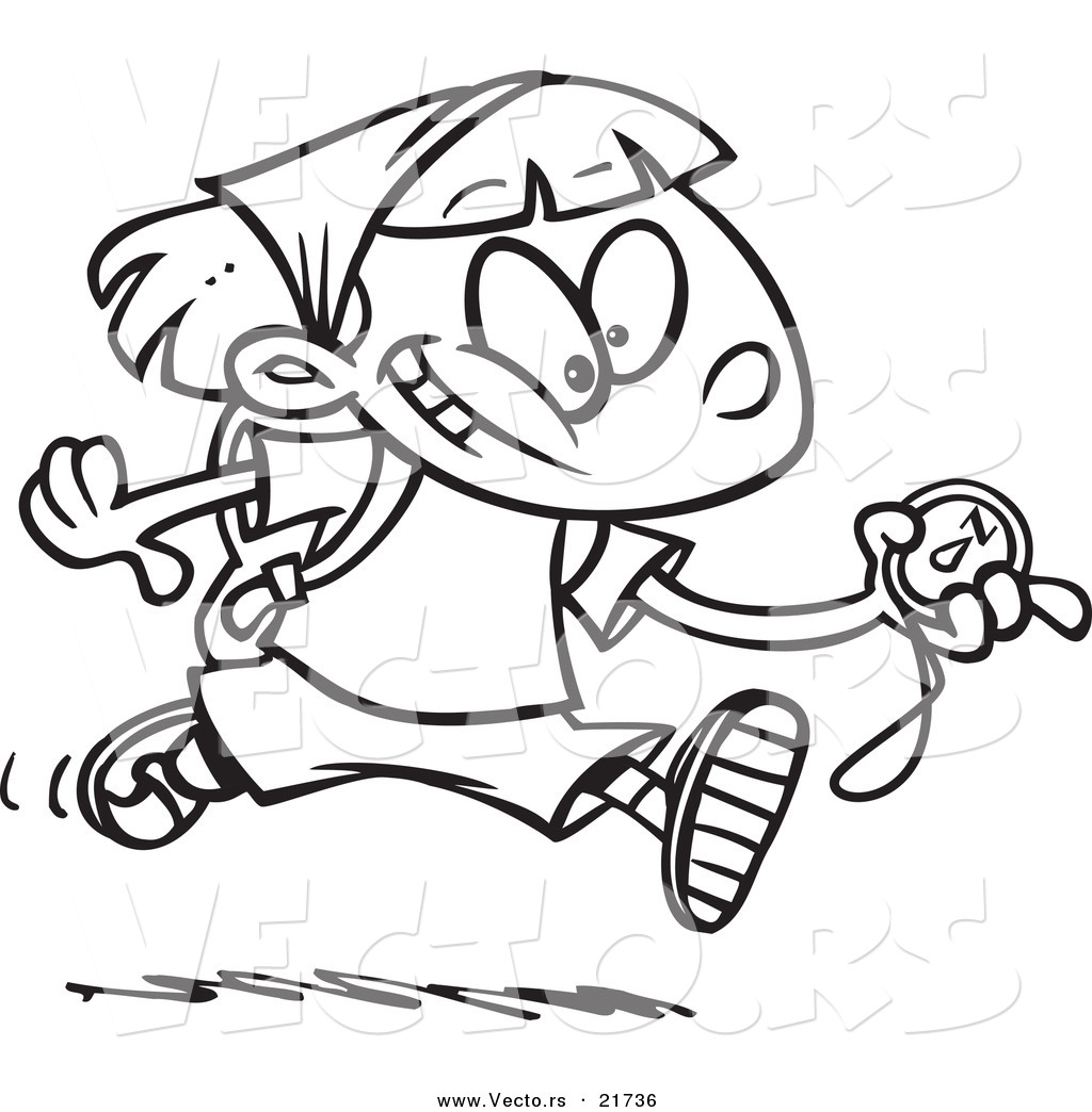 1024x1044 Vector Of A Cartoon Hiker Girl Running With A Compass