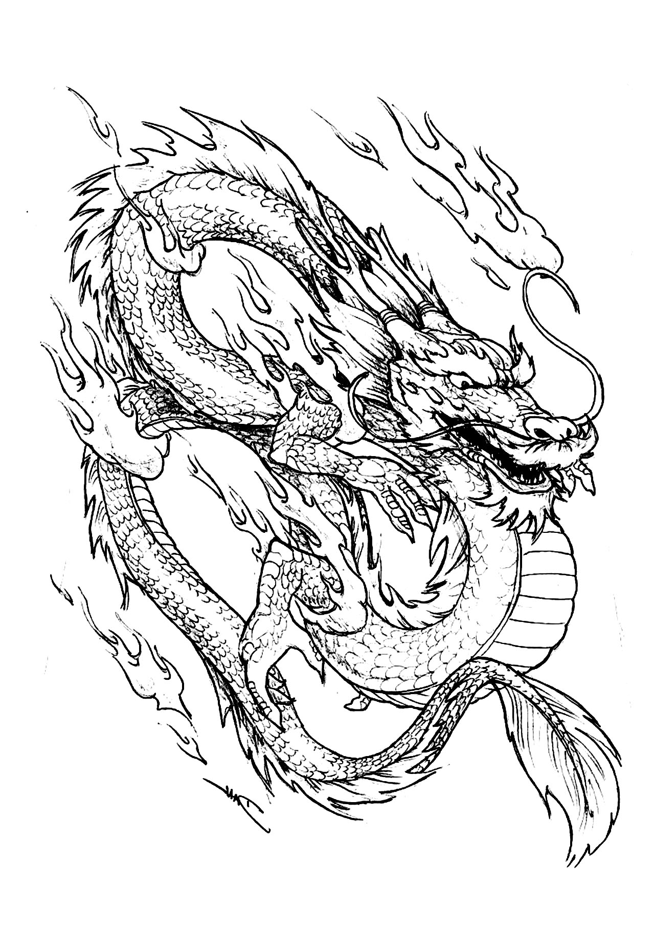 1279x1852 Free Coloring Page Coloring Page Chinese Dragon. Dragon Coming