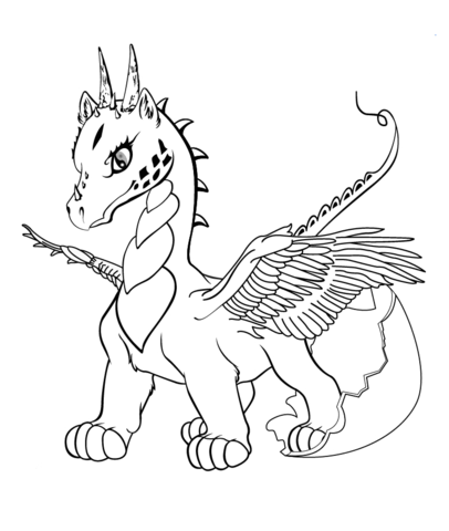 406x480 Baby Dragon Coloring Page