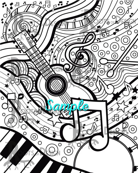 570x713 Instant Download Coloring Page Music Art Print By Rootsdesign
