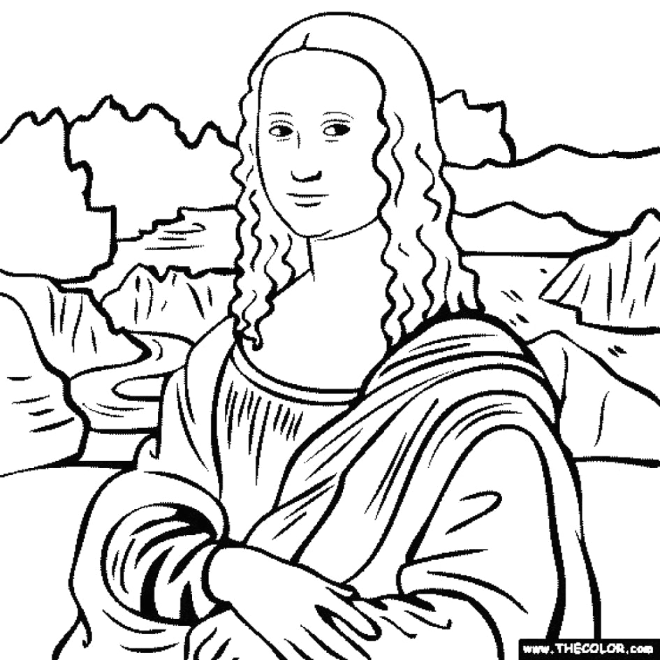945x945 Mona Lisa Line Drawing Lovely Coloring Page Monalisa Pages