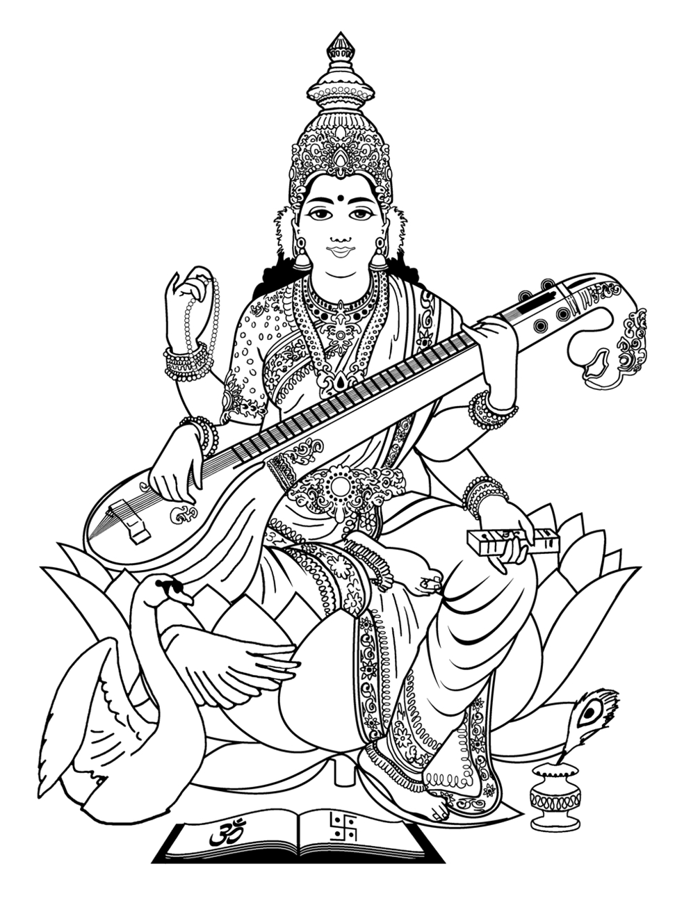 971x1312 Simple Drawing Of Saraswati