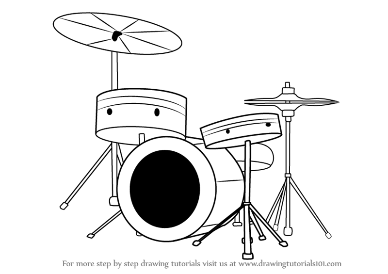 800x565 Learn How To Draw Drums (Musical Instruments) Step By Step