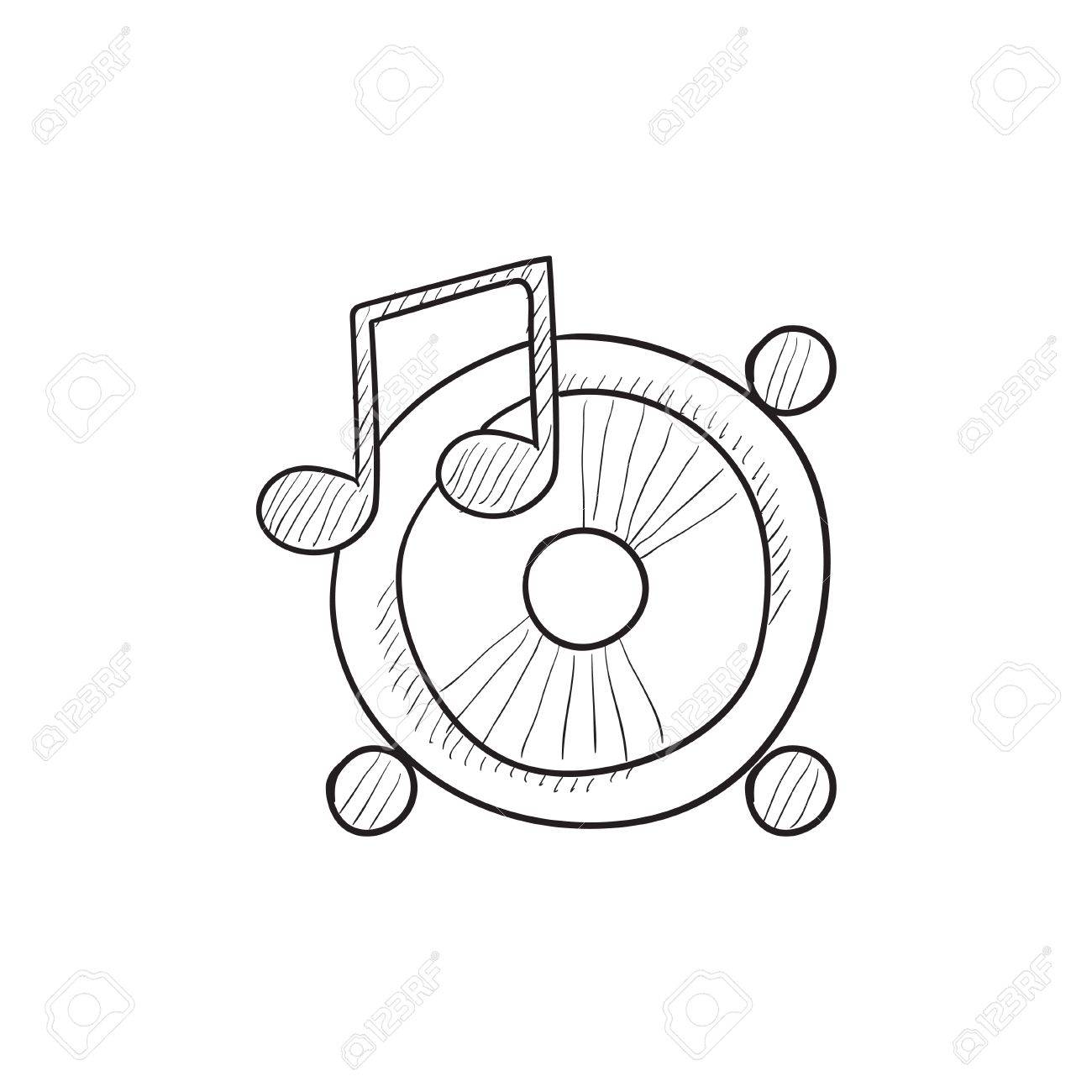 1300x1300 Loudspeakers With Music Note Vector Sketch Icon Isolated