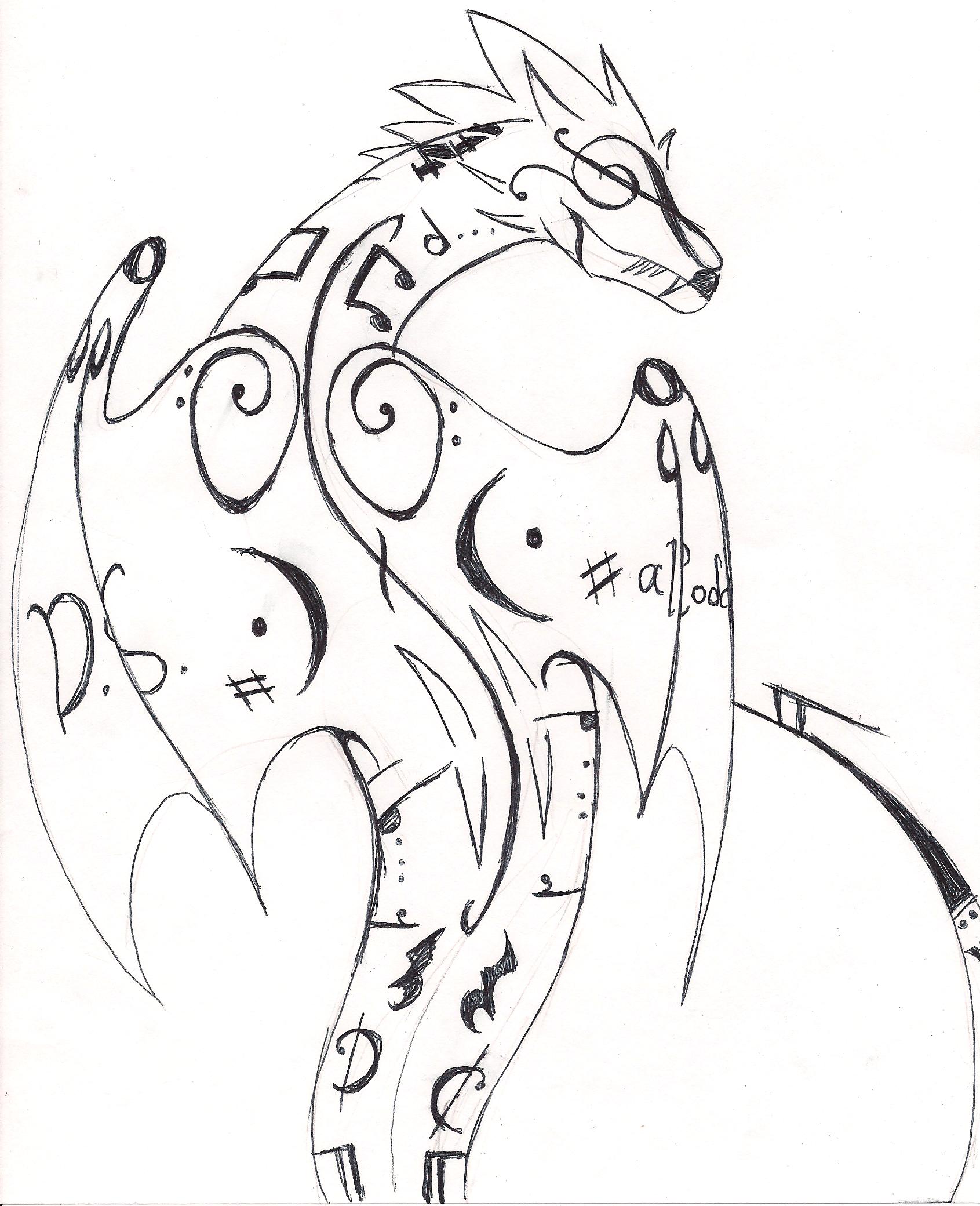 1691x2080 Music Dragon By Palkia2009