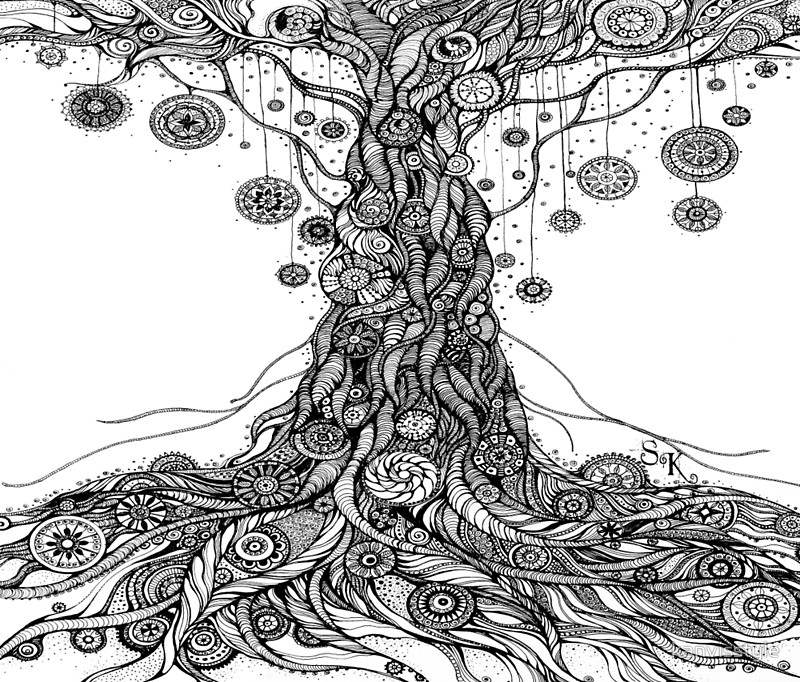 800x682 Mandalas Tree.hand Draw Ink And Pen On Textured Paper Travel Mugs