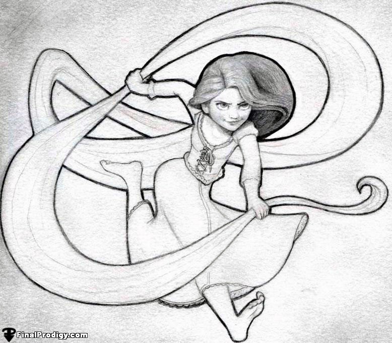 778x682 How To Draw Rapunzel, Tangled