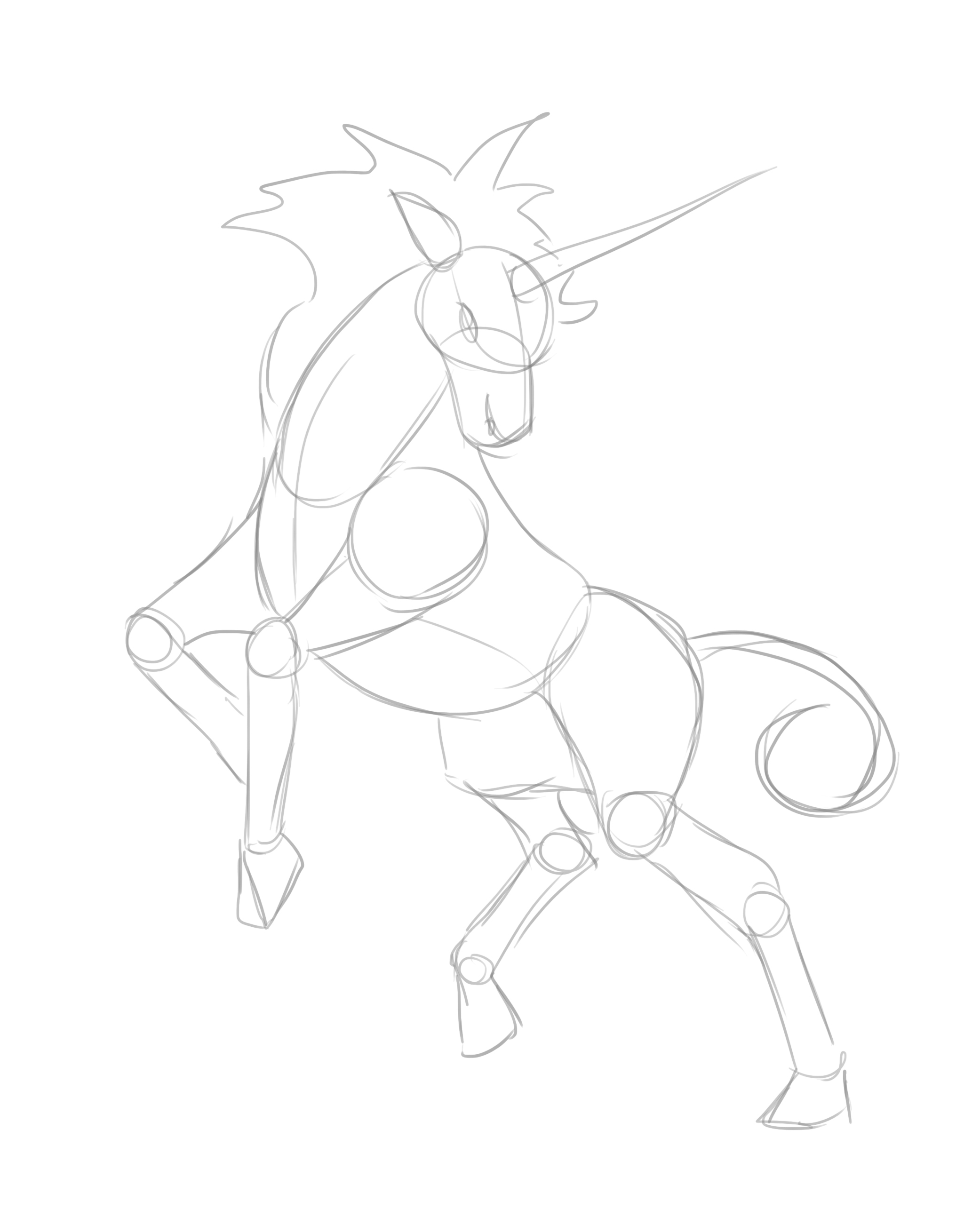 2083x2604 How To Draw A Unicorn. Basic Shape Step 1.jpg Illustrations