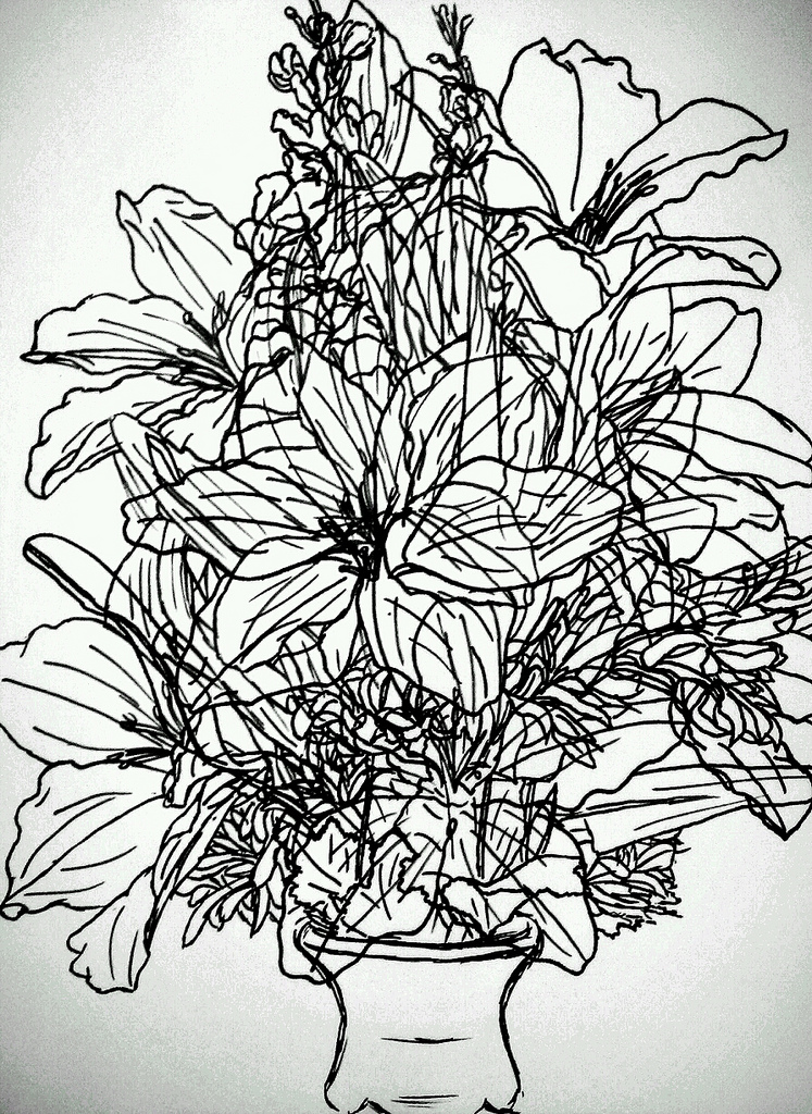 747x1024 Flowers Sharpie Drawing Took About 1 Hour, Two Drawings