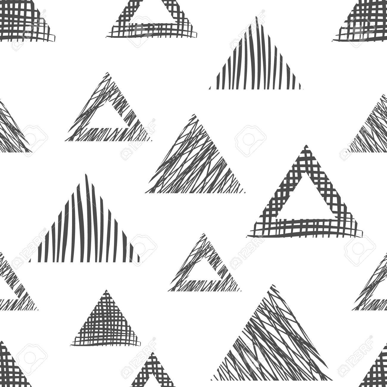 1300x1300 Seamless Vector Geometrical Pattern With Triangles. Black