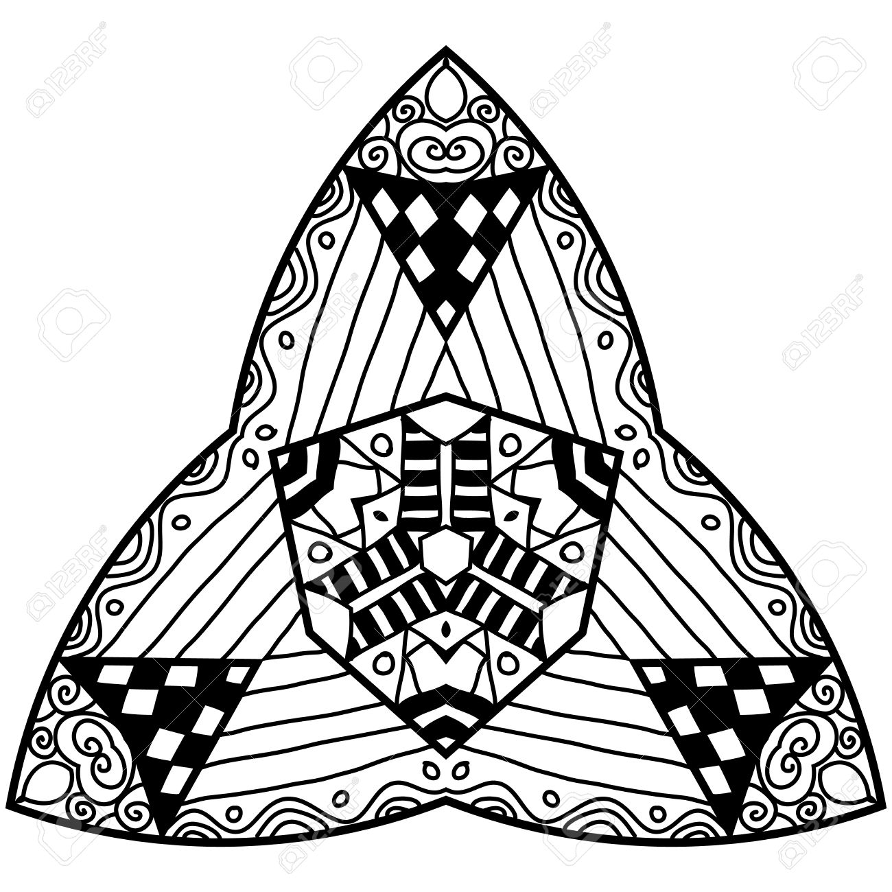 1300x1300 Triangle Element In Zendoodle Style. Hand Drawn Mandala