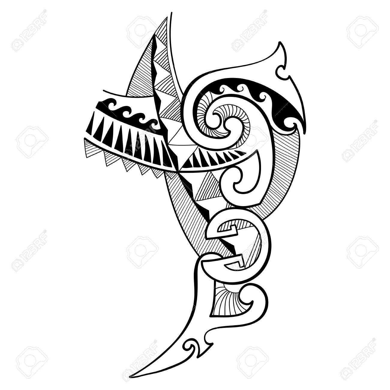 1300x1300 Vector Illustration Of Polynesian Tattoo Design Drawing In Black