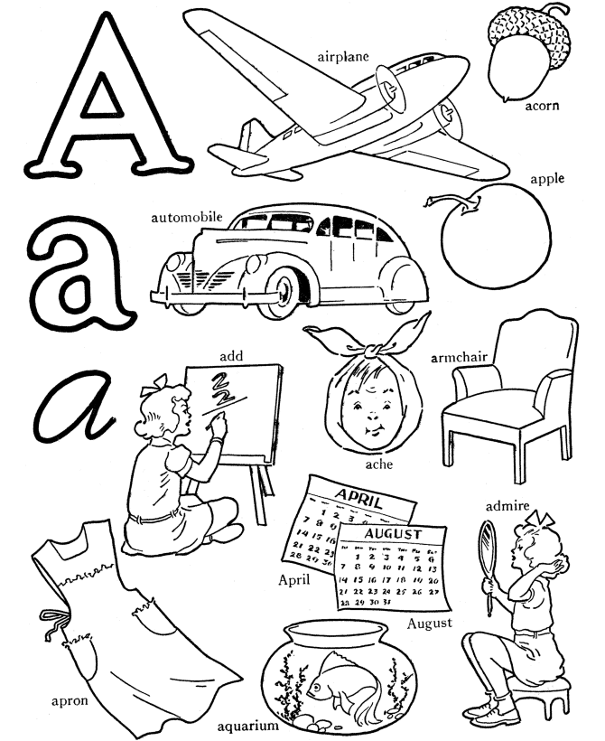 670x820 Letter A Words Coloring Pages Printable In Good Draw Abc 01
