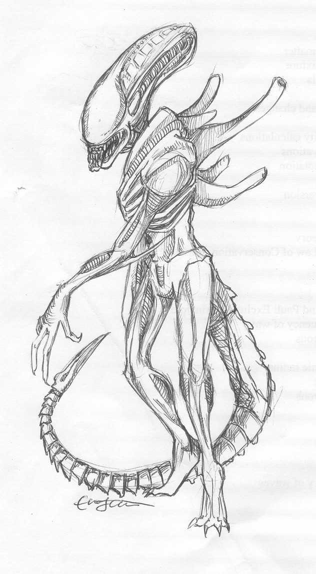 632x1149 Alien Pen Drawing By Underbase