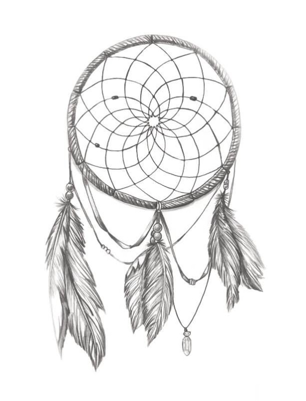 611x800 Amazing Simple Dream Catcher Flower Tattoo Design