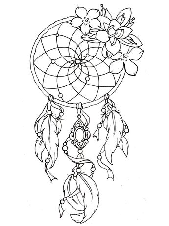 345x460 To Print This Free Coloring Page Dreamcatcher Tattoo