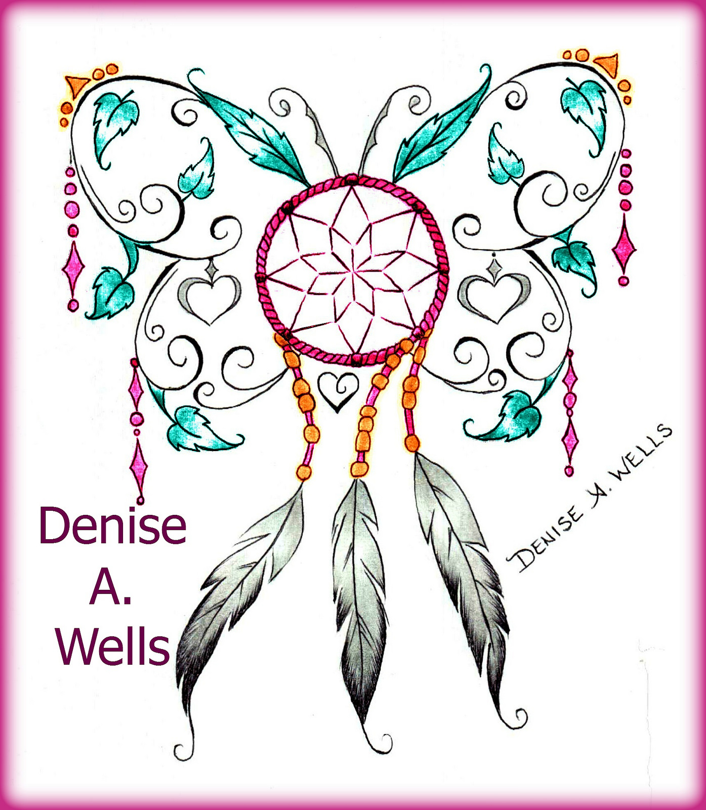 1395x1600 Dream Catcher Butterfly Tattoo Design By Denise A. Wells