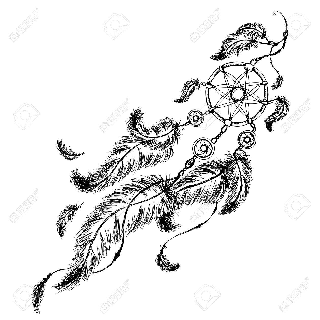 1300x1300 Ethnic Dream Catcher With Feathers. American Indian Style