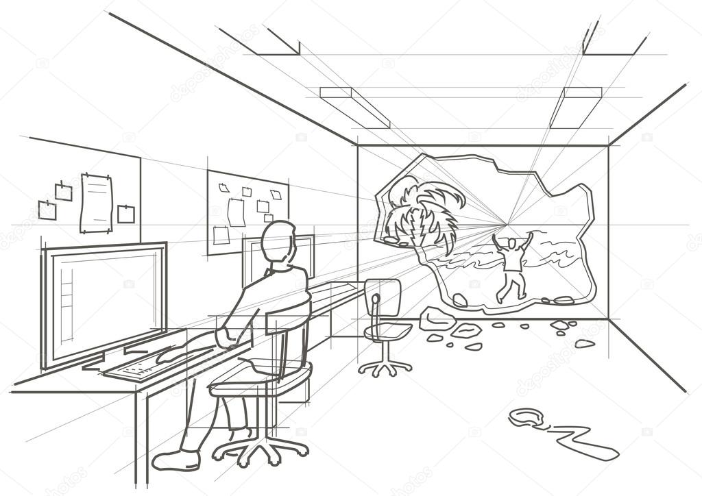 1024x724 Linear Sketch Dream Of Vacation Stock Vector Tanok911