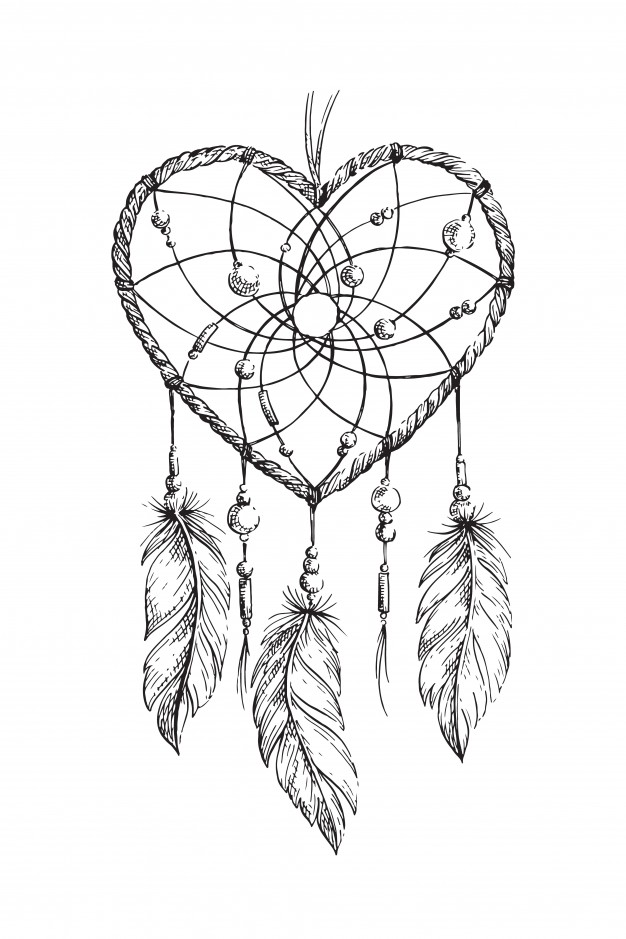 626x939 Dreamcatcher Heart Illustration Vector Premium Download
