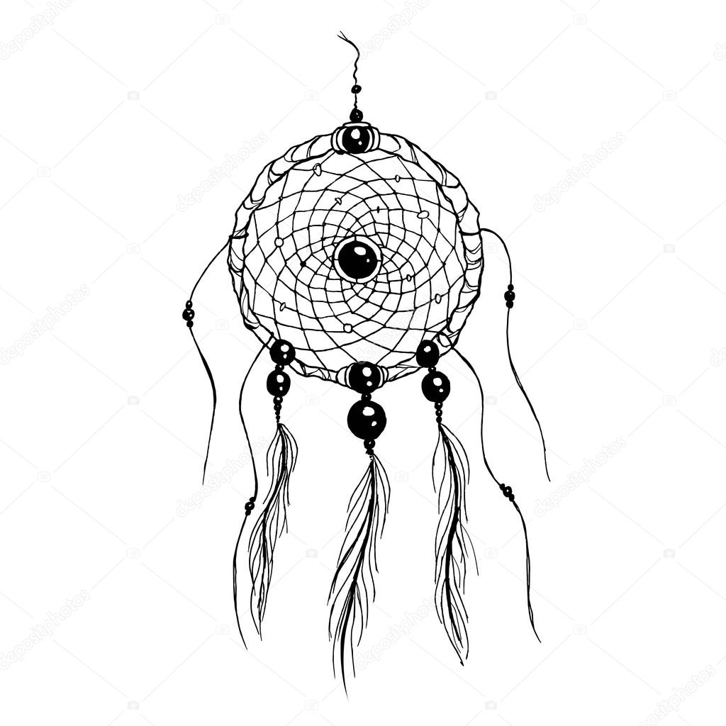 1024x1024 Dreamcatcher Hand Drawn Illustration Stock Vector Hlivnyk.a