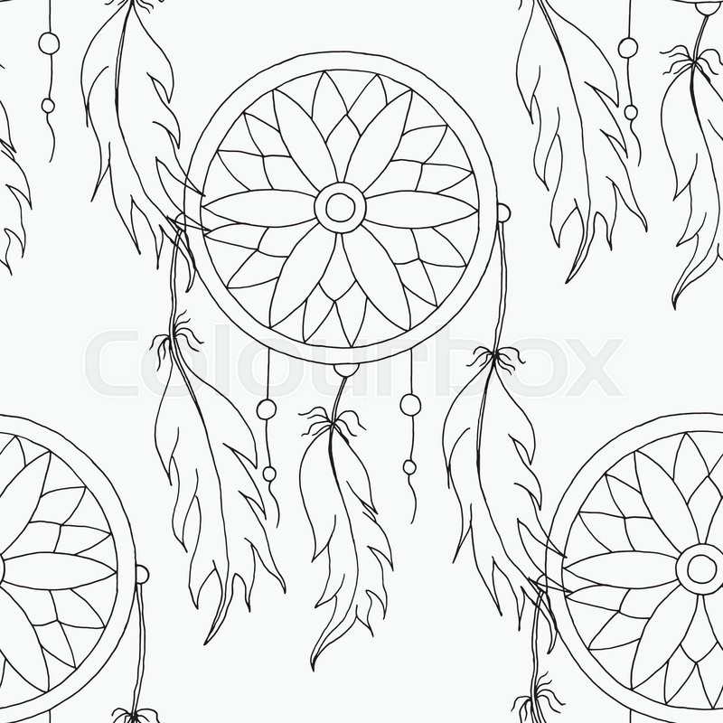 800x800 Hand To Draw A Seamless Pattern Dreamcatcher With Beads