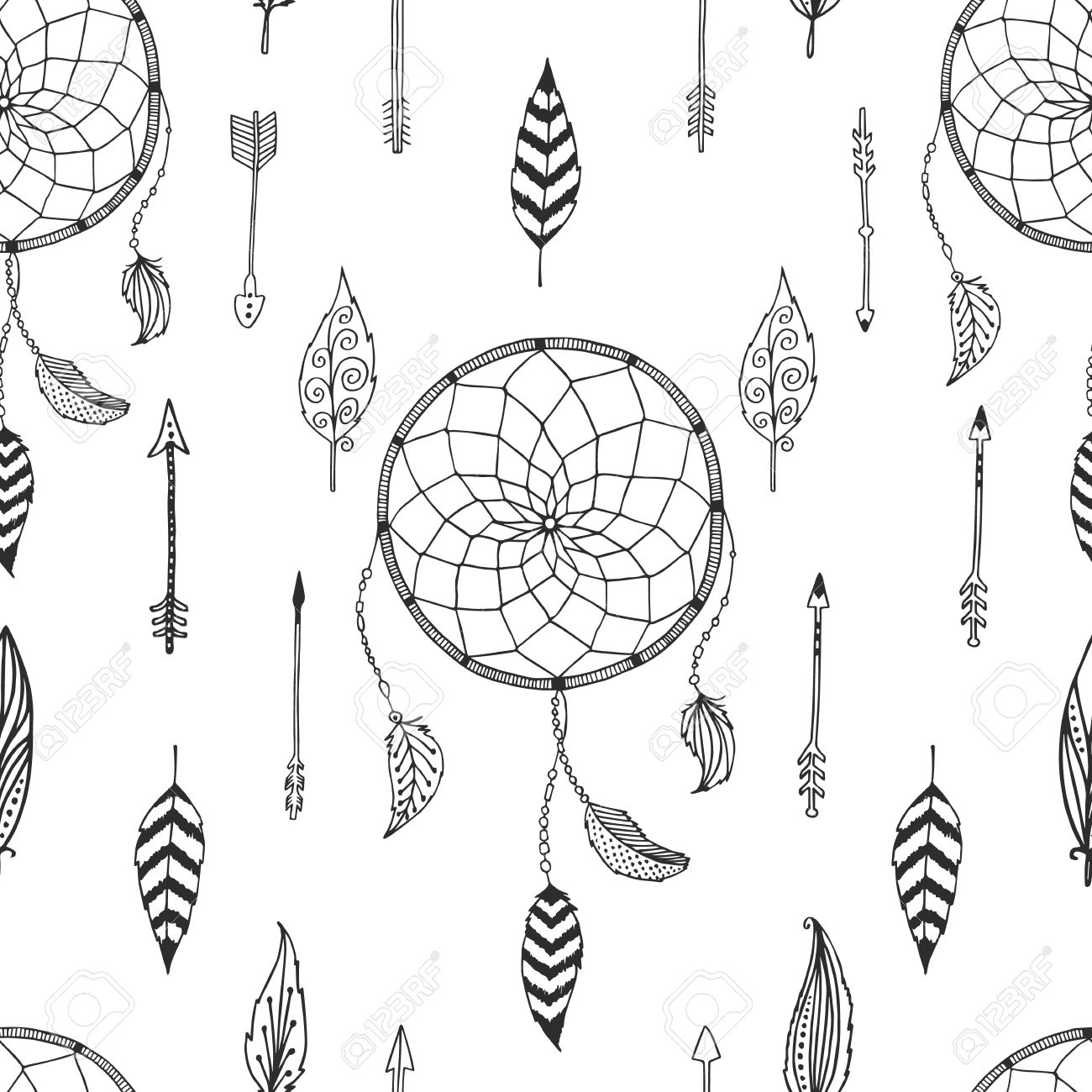 1300x1300 Drawn Dreamcatcher Pattern