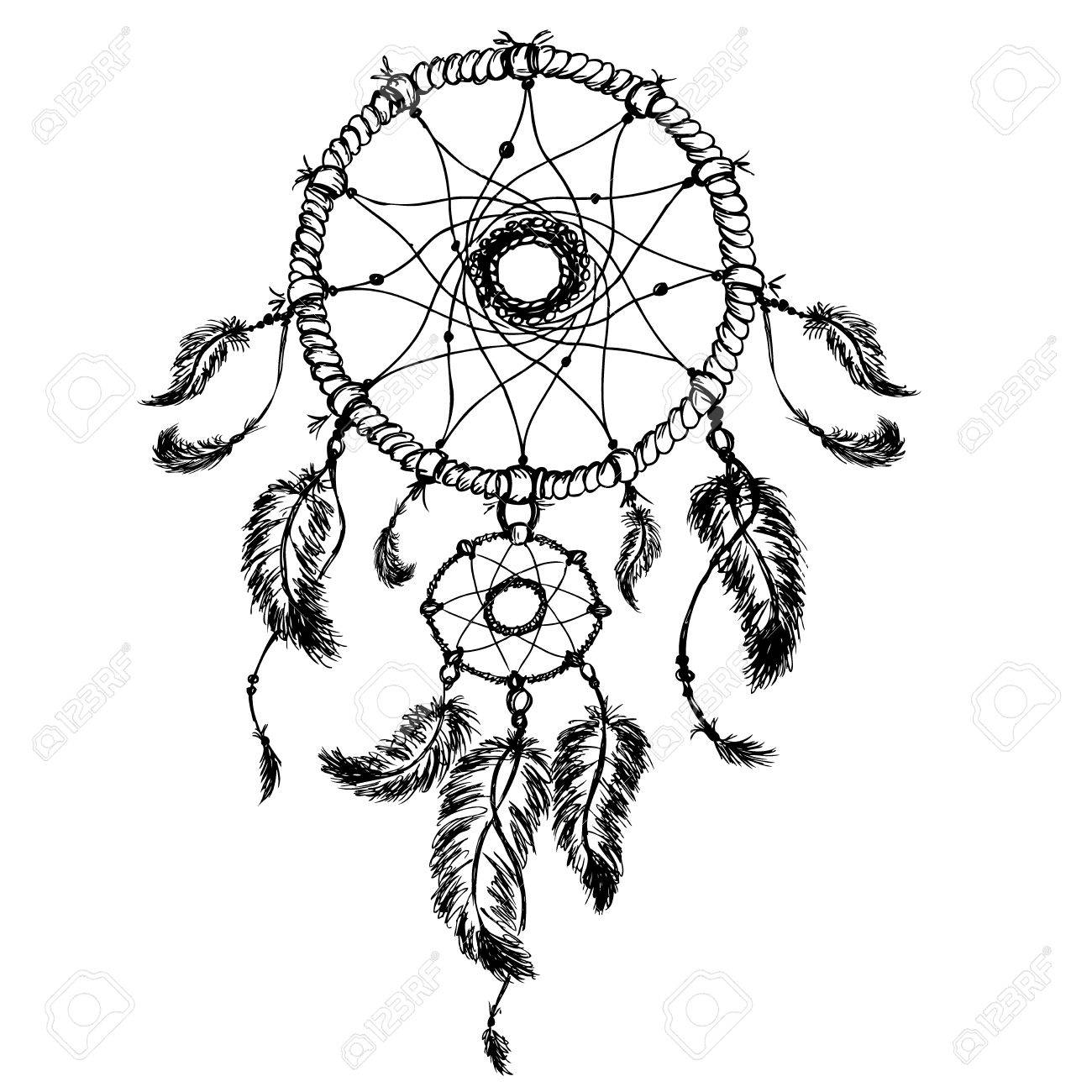 Dreamcatcher Drawing Black And White at GetDrawings | Free download