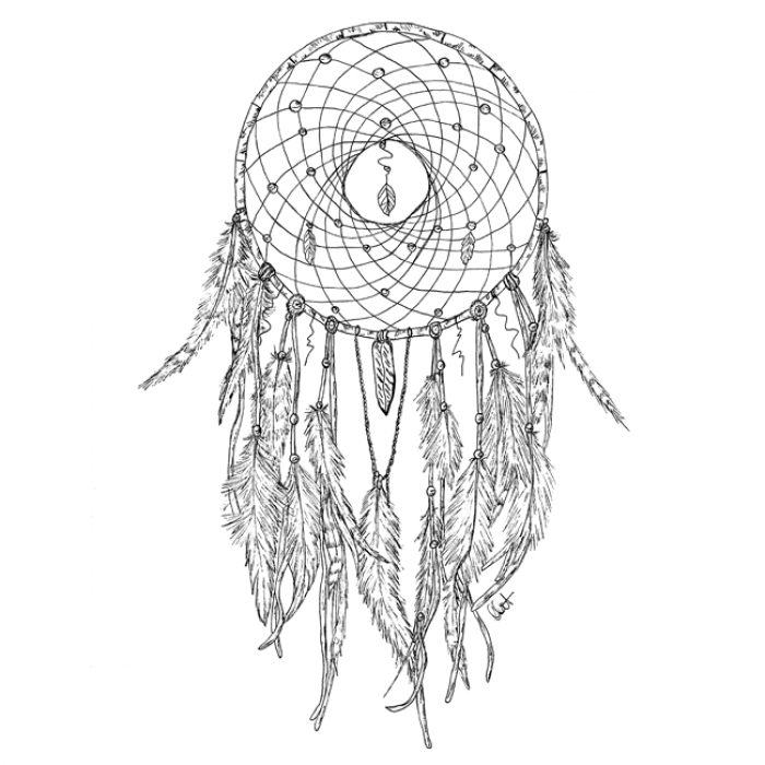 Dreamcatcher Drawing Black And White at GetDrawings | Free download