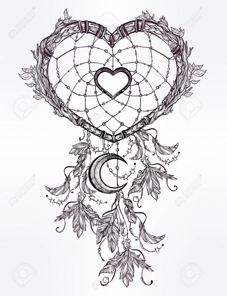 787x1024 Dream Catchers Drawing Hand Drawn Romantic Drawing Of A Heart
