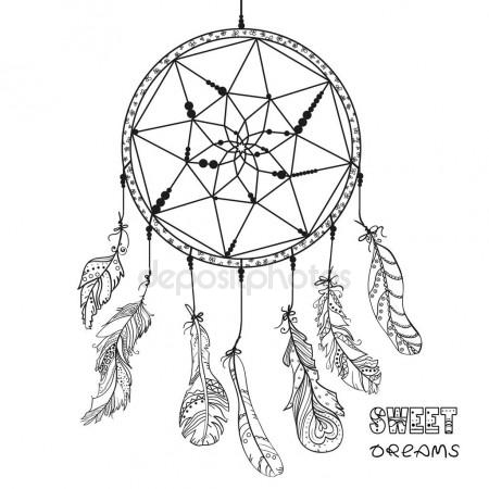450x450 Dreamcatcher. Tattoo Art Stock Vector Mikabesfamilnaya