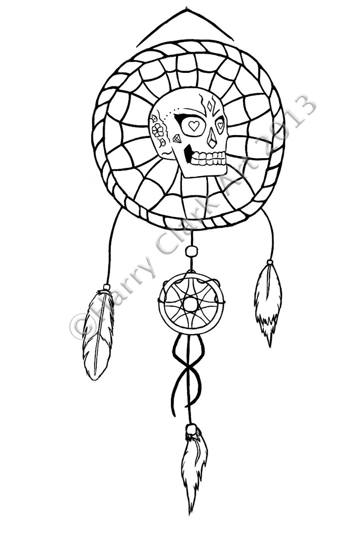 718x1111 Sugar Skull And Dreamcatcher Tattoo By Rj700