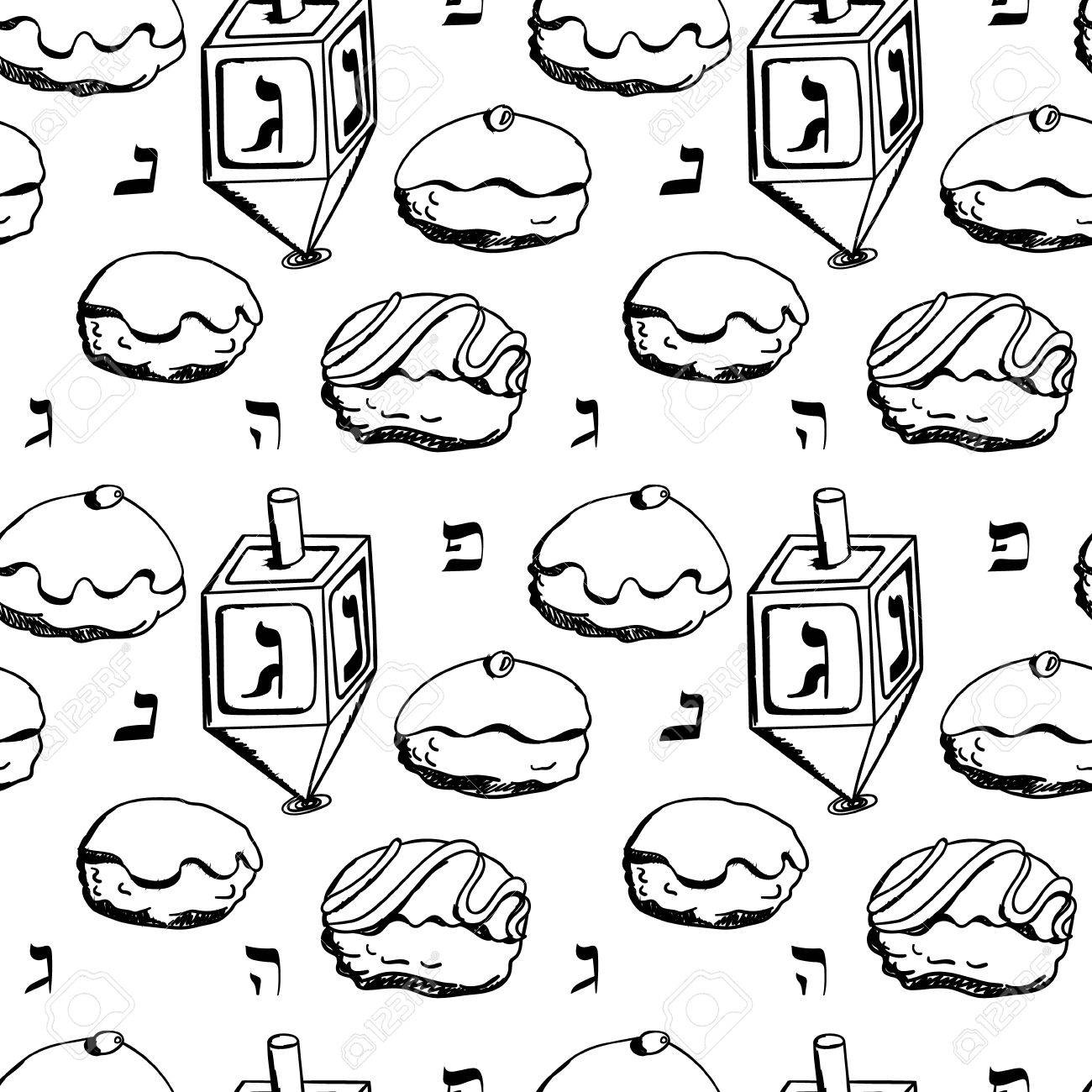 1300x1300 Holiday Hanukkah Vector Background. Seamless Pattern With Dreidel