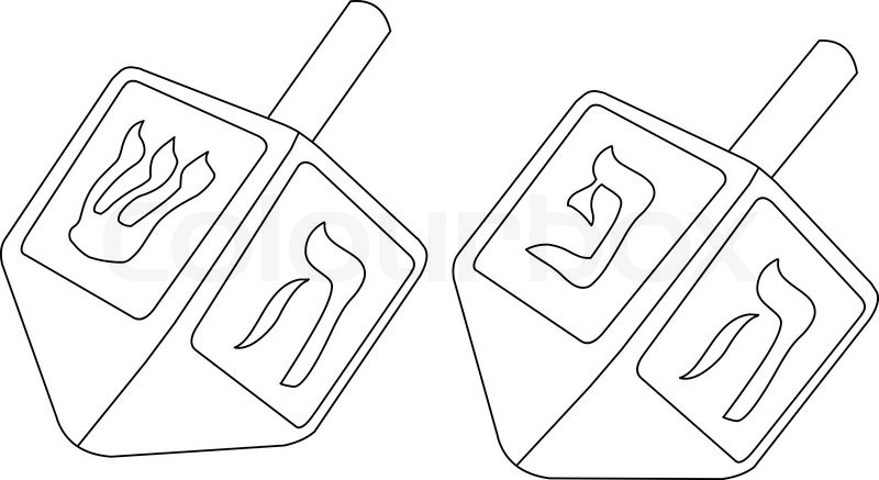 800x437 Vector Illustration Coloring Page Of Dreidels For The Jewish