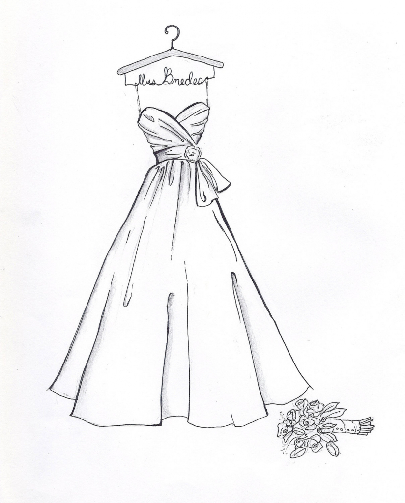 824x1024 Drawing A Wedding Dress