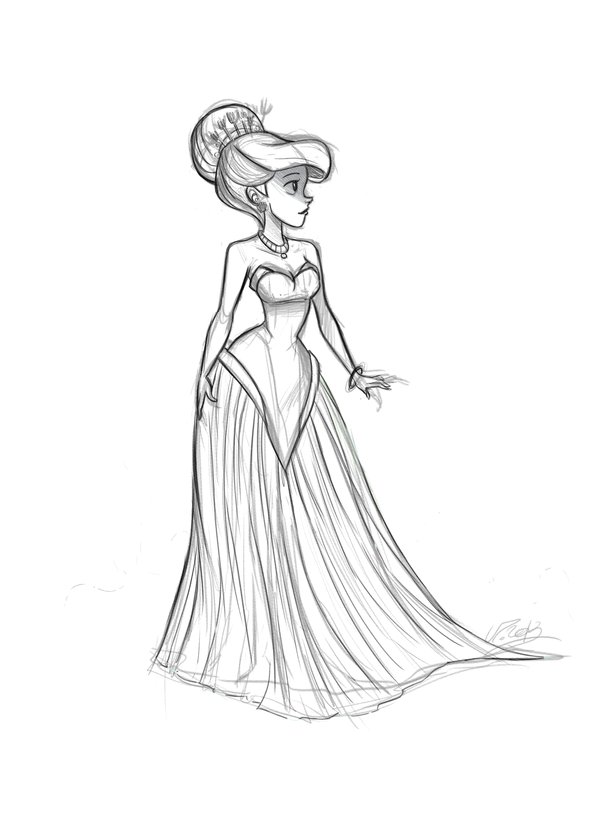600x816 Ariel Fashion Dress Sketch By Vpdessin