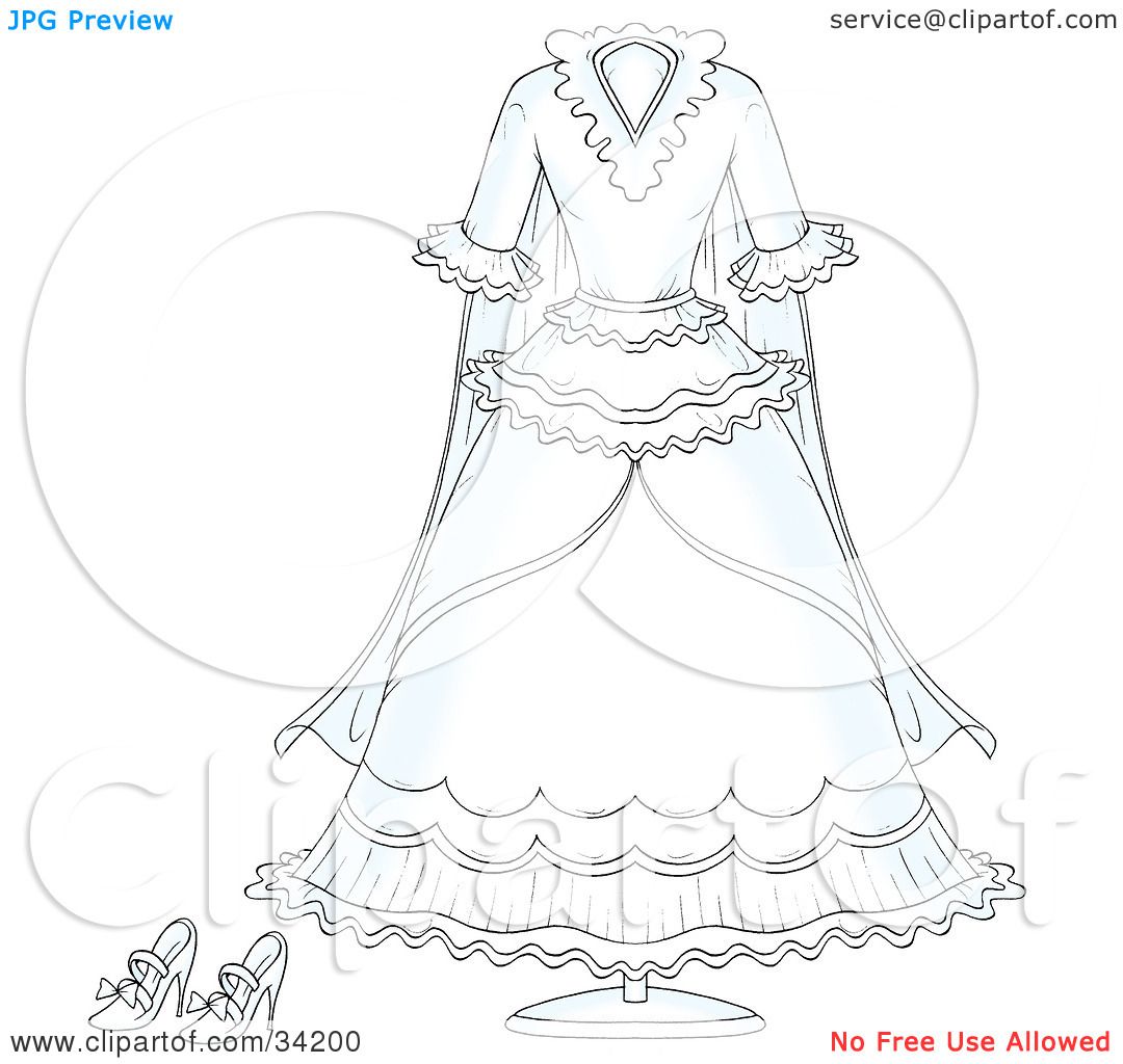 1080x1024 Clipart Illustration Of A White Bridal Gown Wedding Dress