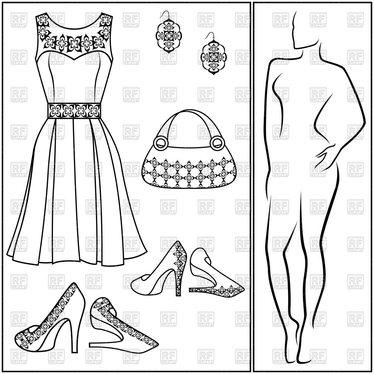 1200x1200 Accessories And Clothes Dress, Shoes, Handbag And Earring Royalty