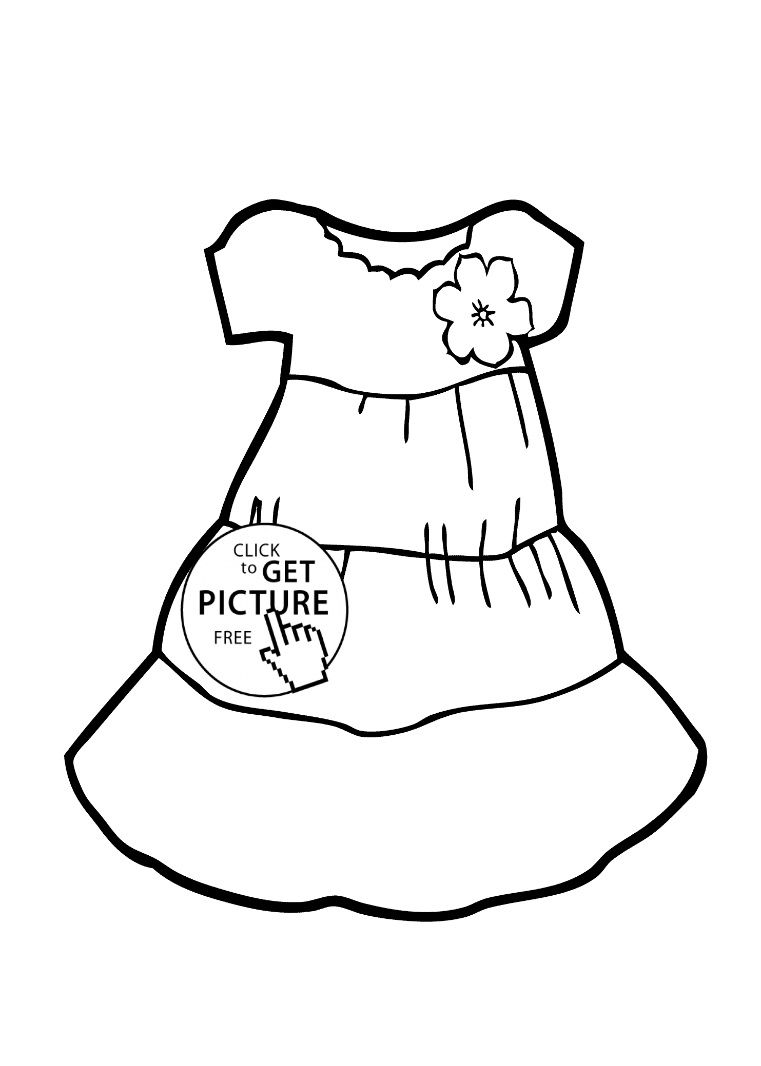 1483x2079 Dress Coloring Page For Girls, Printable Free