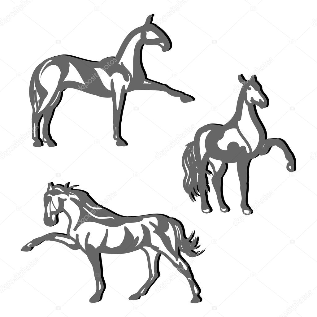 1024x1024 Dressage Horses (Set)1 Stock Vector Mila Endo