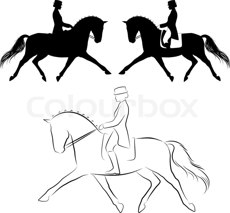 800x743 Set Of Three Variations Off Dressage Horse With Rider Performing