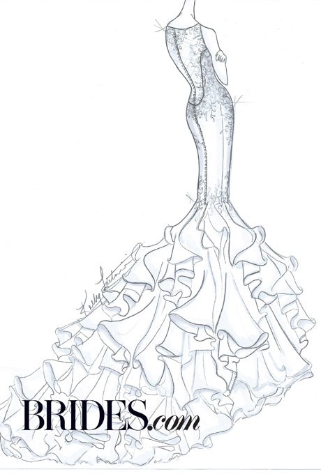 460x680 Kim Kardashian Wedding Dress Sketches Brides