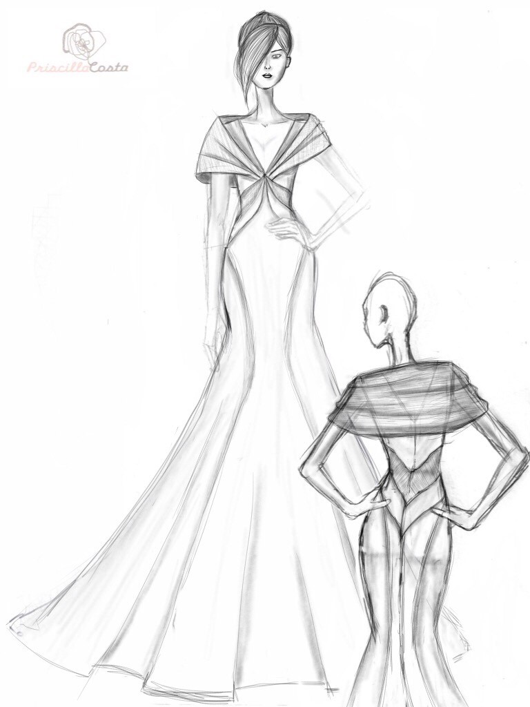 768x1024 Priscilla Costa Bridal. Custom Made Sketch. Fitted Wedding Dress