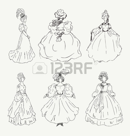 430x450 Retro Isolated Woman Sketch Vintage Image Of Aristocratic Woman