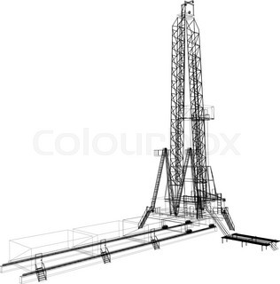 316x320 Oil Rig. Detailed Vector Illustration Isolated On White Background