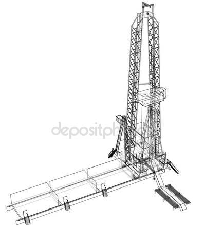 397x449 Oil Rig. Detailed Vector Illustration Stock Vector Cherezoff