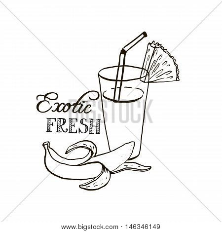 450x470 Hand Drawn Tropical Juice Glass, Vector Amp Photo Bigstock