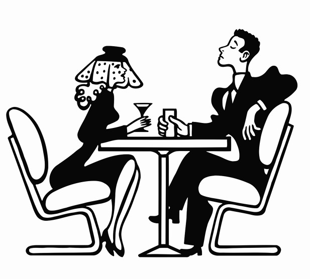 617x556 Two People Having A Drink Printable Image Illustration Sketch